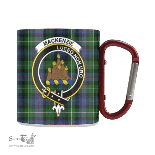 Scottish Mackenzie Family Crest and Green - Blue Tartan Personalized Coffee Mugs Scotland Gifts Scottish Plaid Tartan Plaid