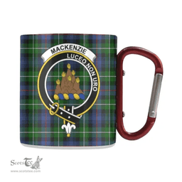 Scottish Mackenzie Family Crest and Green - Blue Tartan Personalized Coffee Mugs Scotland Gifts Scottish Plaid Tartan Plaid