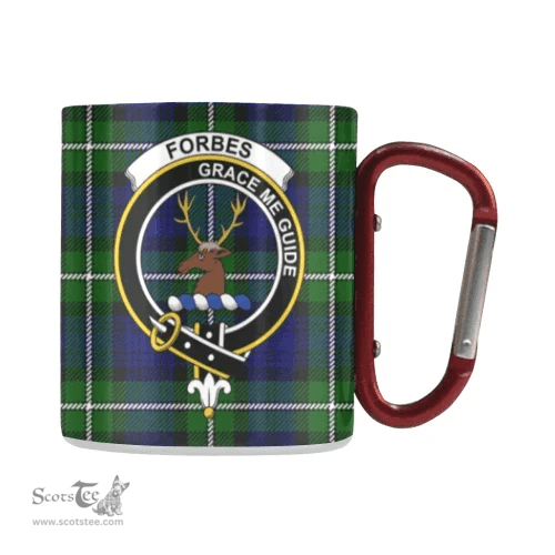 Scottish Forbes Family Crest and Green - Blue Tartan Personalized Coffee Mugs Scotland Gifts Scottish Plaid Tartan Plaid