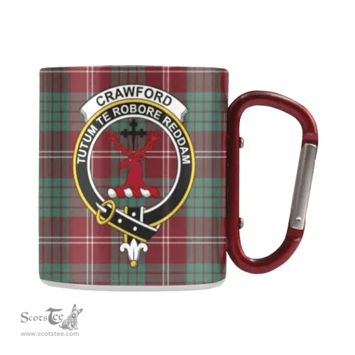 Scottish Crawford Family Crest and Red - Green Tartan Personalized Coffee Mugs Scotland Gifts Scottish Plaid Tartan Plaid