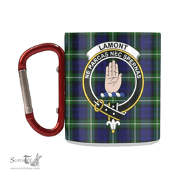 Scottish Lamont Family Crest and Green - Blue Tartan Personalized Coffee Mugs Scotland Gifts Scottish Plaid Tartan Plaid