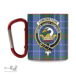 Scottish Edmonstone Family Crest and Green - Blue Tartan Personalized Coffee Mugs Scotland Gifts Scottish Plaid Tartan Plaid