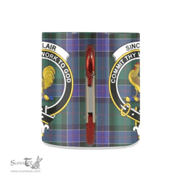 Scottish Sinclair Hunting Family Crest and Green - Blue Tartan Personalized Coffee Mugs Scotland Gifts Scottish Plaid Tartan Plaid
