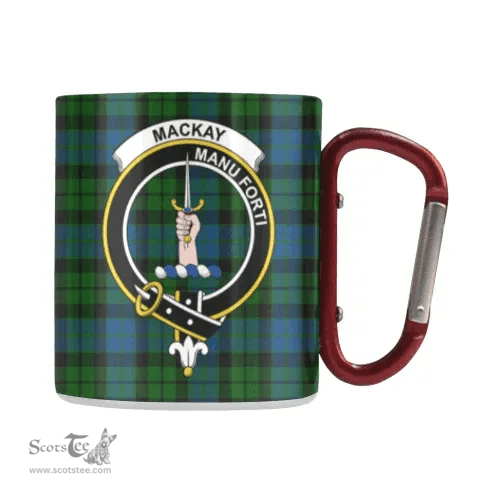 Scottish Mackay Family Crest and Green - Blue Tartan Personalized Coffee Mugs Scotland Gifts Scottish Plaid Tartan Plaid