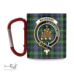 Scottish Mackenzie Family Crest and Green - Blue Tartan Personalized Coffee Mugs Scotland Gifts Scottish Plaid Tartan Plaid