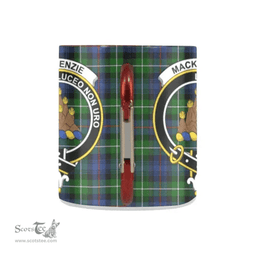 Scottish Mackenzie Family Crest and Green - Blue Tartan Personalized Coffee Mugs Scotland Gifts Scottish Plaid Tartan Plaid