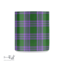 Scottish Elphinstone Family Crest and Green - Pink Tartan Personalized Coffee Mugs Scotland Gifts Scottish Plaid Tartan Plaid