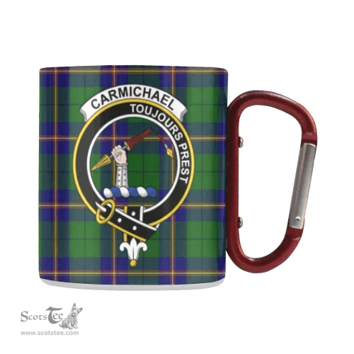 Scottish Carmichael Family Crest and Blue - Green Tartan Personalized Coffee Mugs Scotland Gifts Scottish Plaid Tartan Plaid