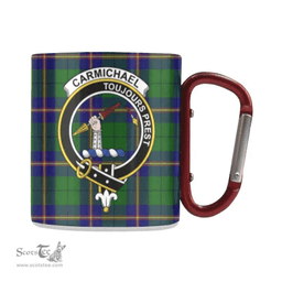 Scottish Carmichael Family Crest and Blue - Green Tartan Personalized Coffee Mugs Scotland Gifts Scottish Plaid Tartan Plaid