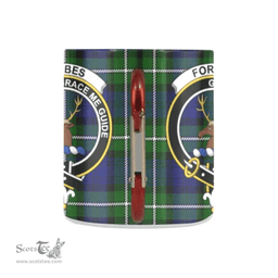 Scottish Forbes Family Crest and Green - Blue Tartan Personalized Coffee Mugs Scotland Gifts Scottish Plaid Tartan Plaid