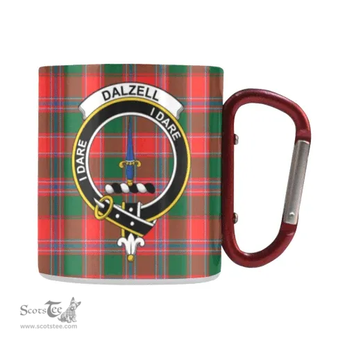 Scottish Dalziel Family Crest and Red - Green Tartan Personalized Coffee Mugs Scotland Gifts Scottish Plaid Tartan Plaid