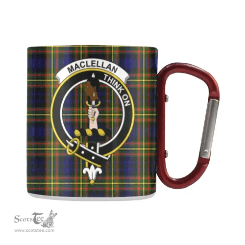 Scottish Maclellan Family Crest and Blue - Yellow Tartan Personalized Coffee Mugs Scotland Gifts Scottish Plaid Tartan Plaid