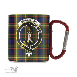Scottish Maclellan Family Crest and Blue - Yellow Tartan Personalized Coffee Mugs Scotland Gifts Scottish Plaid Tartan Plaid