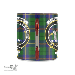 Scottish Carmichael Family Crest and Blue - Green Tartan Personalized Coffee Mugs Scotland Gifts Scottish Plaid Tartan Plaid