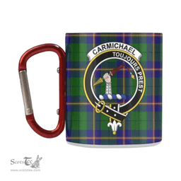 Scottish Carmichael Family Crest and Blue - Green Tartan Personalized Coffee Mugs Scotland Gifts Scottish Plaid Tartan Plaid