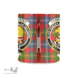 Scottish Forrester Family Crest and Red - Green Tartan Personalized Coffee Mugs Scotland Gifts Scottish Plaid Tartan Plaid