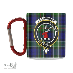 Scottish Colquhoun Family Crest and Blue - Green Tartan Personalized Coffee Mugs Scotland Gifts Scottish Plaid Tartan Plaid