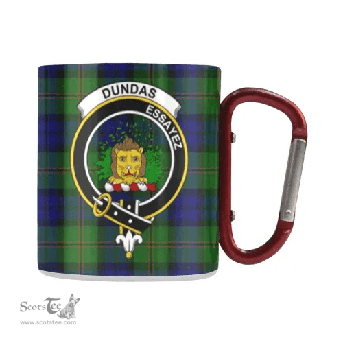 Scottish Dundas Family Crest and Green - Blue Tartan Personalized Coffee Mugs Scotland Gifts Scottish Plaid Tartan Plaid