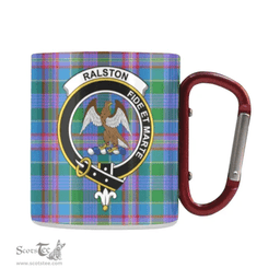 Scottish Ralston Family Crest and Green, Blue - Pink Tartan Personalized Coffee Mugs Scotland Gifts Scottish Plaid Tartan Plaid