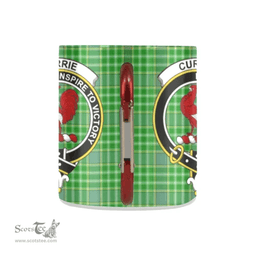Scottish Currie Family Crest and Green Tartan Personalized Coffee Mugs Scotland Gifts Scottish Plaid Tartan Plaid