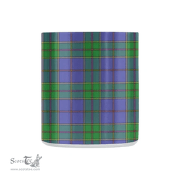 Scottish Strachan Family Crest and Green - Blue Tartan Personalized Coffee Mugs Scotland Gifts Scottish Plaid Tartan Plaid
