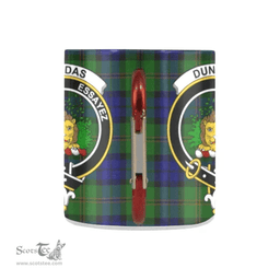 Scottish Dundas Family Crest and Green - Blue Tartan Personalized Coffee Mugs Scotland Gifts Scottish Plaid Tartan Plaid
