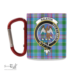 Scottish Ralston Family Crest and Green, Blue - Pink Tartan Personalized Coffee Mugs Scotland Gifts Scottish Plaid Tartan Plaid