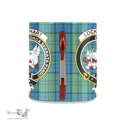Scottish Lockhart Family Crest and Blue - Green Tartan Personalized Coffee Mugs Scotland Gifts Scottish Plaid Tartan Plaid