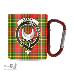 Scottish Leask Family Crest and Red - Yellow Tartan Personalized Coffee Mugs Scotland Gifts Scottish Plaid Tartan Plaid