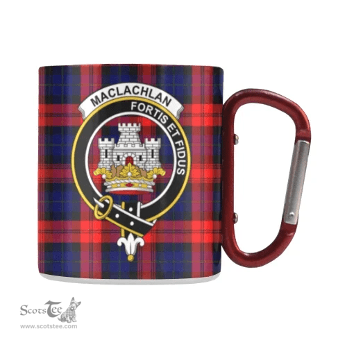 Scottish Maclachlan Family Crest and Red - Blue Tartan Personalized Coffee Mugs Scotland Gifts Scottish Plaid Tartan Plaid