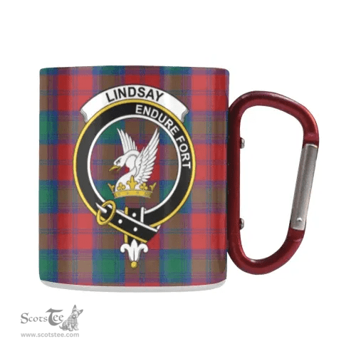 Scottish Lindsay Family Crest and Red - Green Tartan Personalized Coffee Mugs Scotland Gifts Scottish Plaid Tartan Plaid