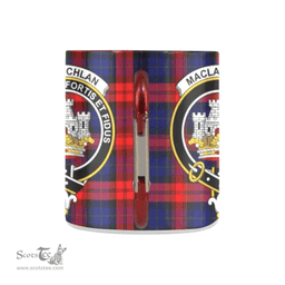 Scottish Maclachlan Family Crest and Red - Blue Tartan Personalized Coffee Mugs Scotland Gifts Scottish Plaid Tartan Plaid