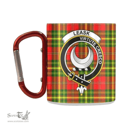 Scottish Leask Family Crest and Red - Yellow Tartan Personalized Coffee Mugs Scotland Gifts Scottish Plaid Tartan Plaid
