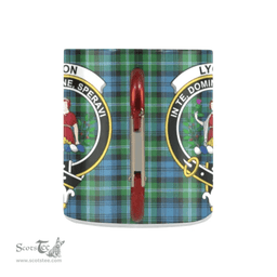 Scottish Lyon Clan Family Crest and Green - Blue Tartan Personalized Coffee Mugs Scotland Gifts Scottish Plaid Tartan Plaid