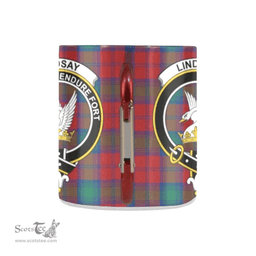 Scottish Lindsay Family Crest and Red - Green Tartan Personalized Coffee Mugs Scotland Gifts Scottish Plaid Tartan Plaid