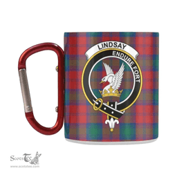 Scottish Lindsay Family Crest and Red - Green Tartan Personalized Coffee Mugs Scotland Gifts Scottish Plaid Tartan Plaid