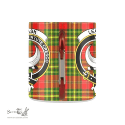 Scottish Leask Family Crest and Red - Yellow Tartan Personalized Coffee Mugs Scotland Gifts Scottish Plaid Tartan Plaid