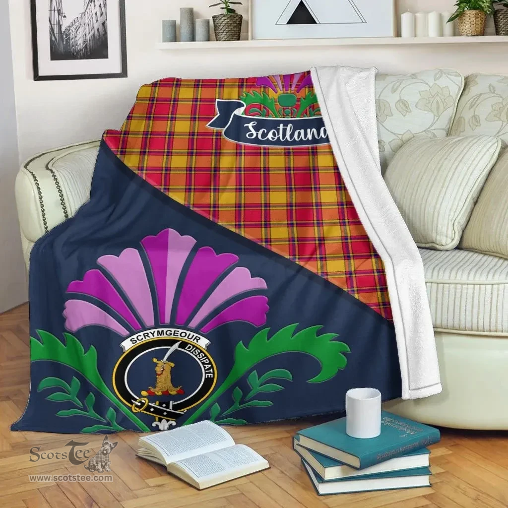 Scottish Scrymgeour Clant Tartan Blanket - Crest Scotland Thistle Scottish Plaid Tartan Plaid
