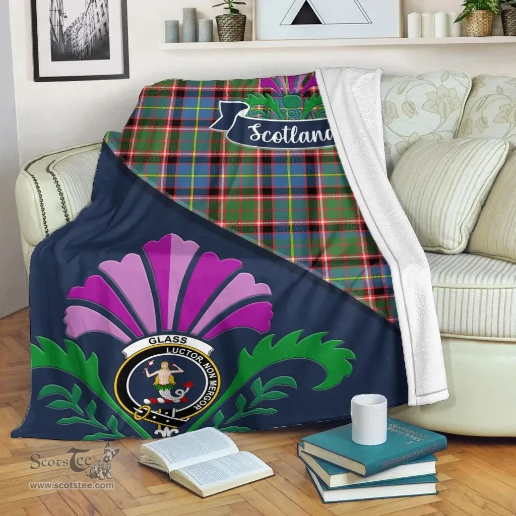 Scottish Glass Clant Tartan Blanket - Crest Scotland Thistle Scottish Plaid Tartan Plaid