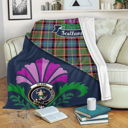 Scottish Glass Clant Tartan Blanket - Crest Scotland Thistle Scottish Plaid Tartan Plaid