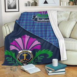 Scottish Mercer Clant Tartan Blanket - Crest Scotland Thistle Scottish Plaid Tartan Plaid