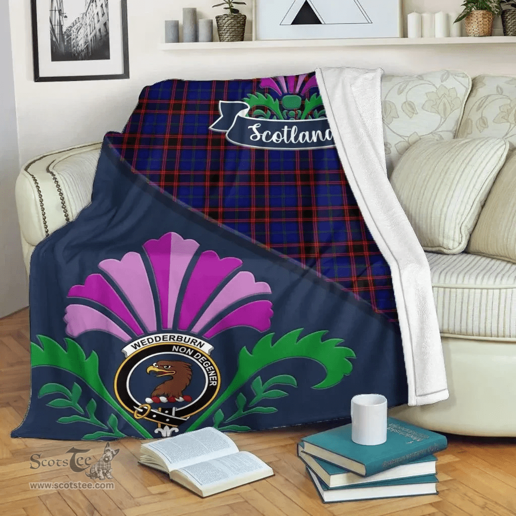 Scottish Wedderburn Clant Tartan Blanket - Crest Scotland Thistle Scottish Plaid Tartan Plaid