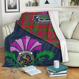 Scottish MacKintosh Clant Tartan Blanket - Crest Scotland Thistle Scottish Plaid Tartan Plaid