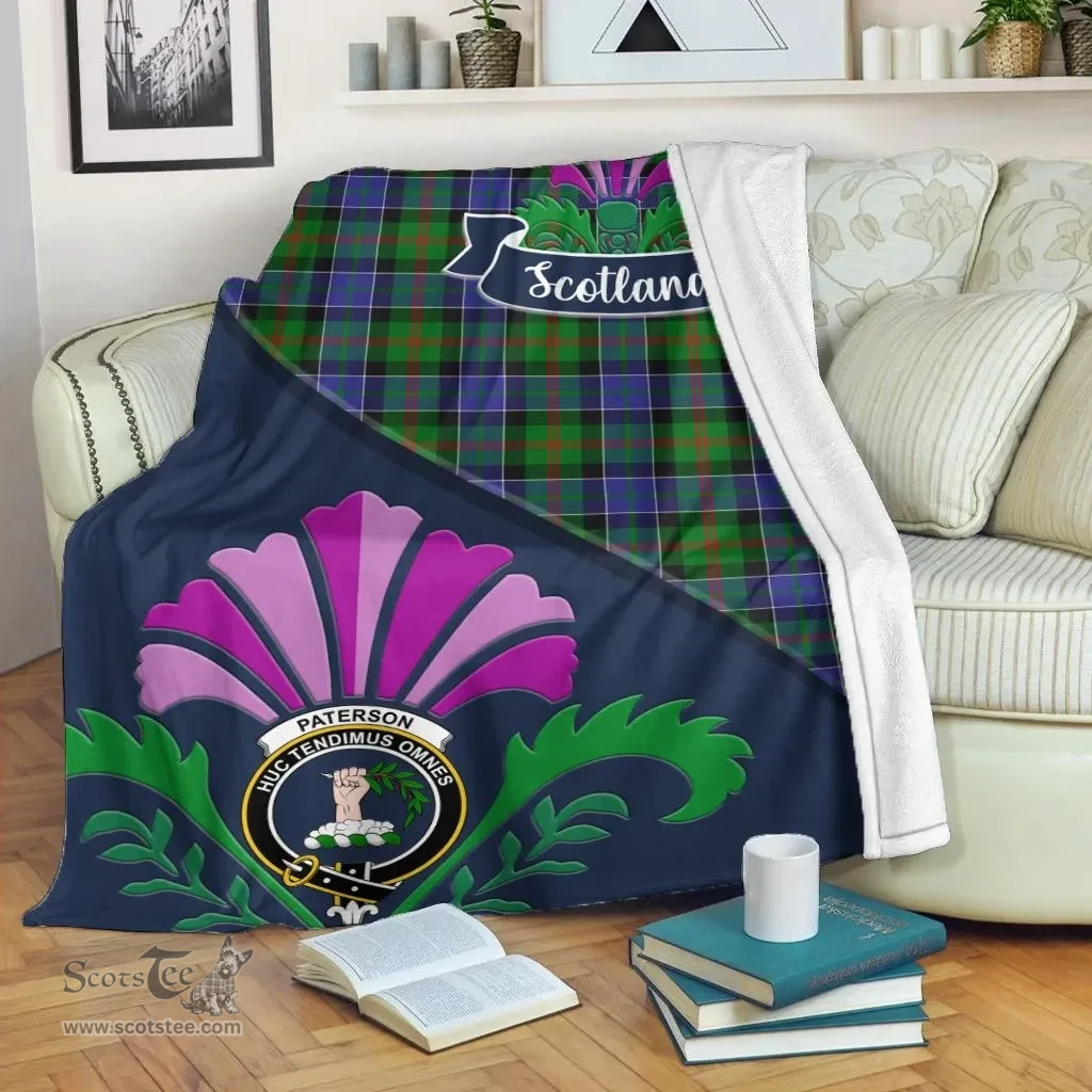 Scottish Paterson Clant Tartan Blanket - Crest Scotland Thistle Scottish Plaid Tartan Plaid