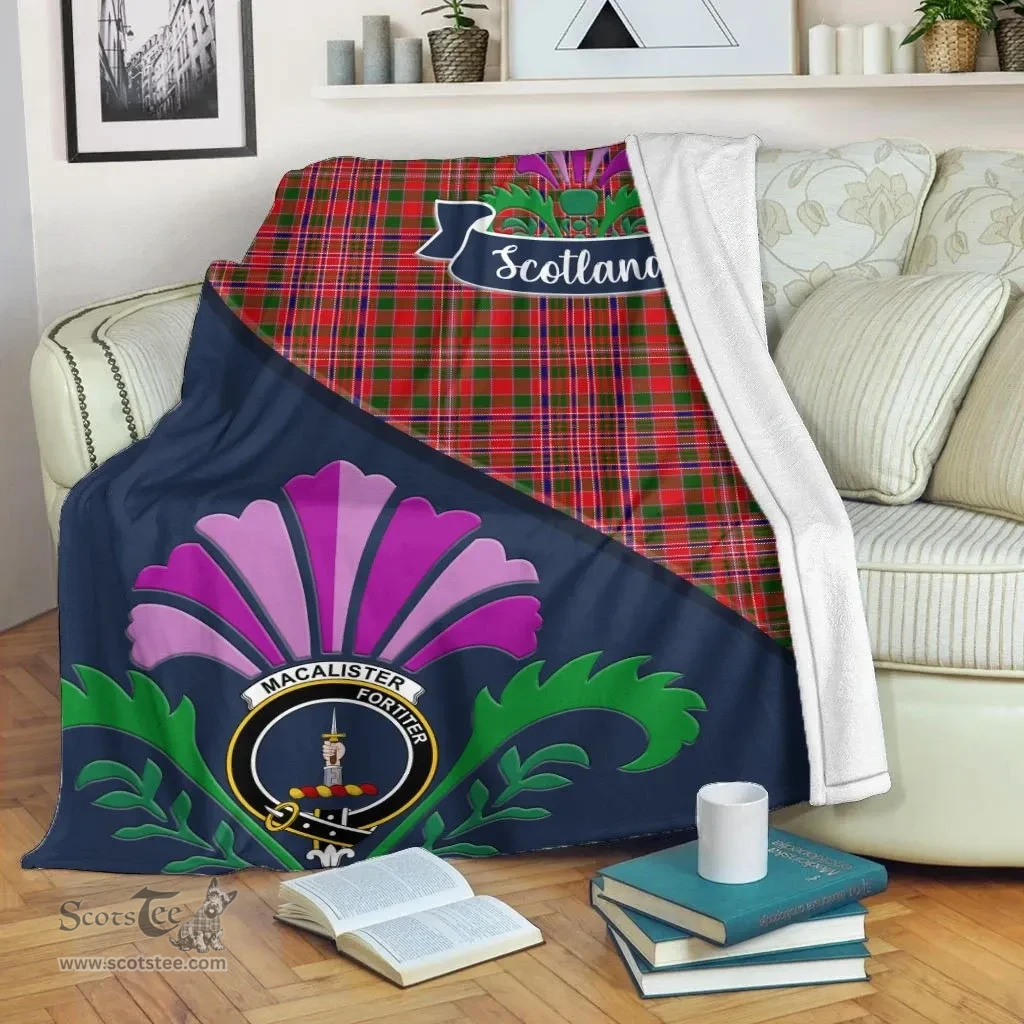 Scottish MacAlister Clant Tartan Blanket - Crest Scotland Thistle Scottish Plaid Tartan Plaid