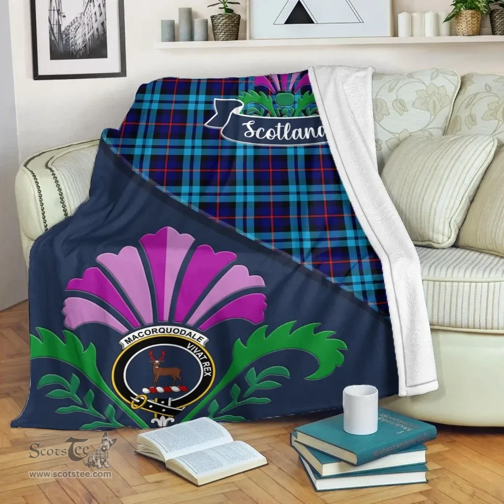 Scottish McCorquodale Clant Tartan Blanket - Crest Scotland Thistle Scottish Plaid Tartan Plaid