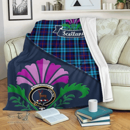Scottish McCorquodale Clant Tartan Blanket - Crest Scotland Thistle Scottish Plaid Tartan Plaid