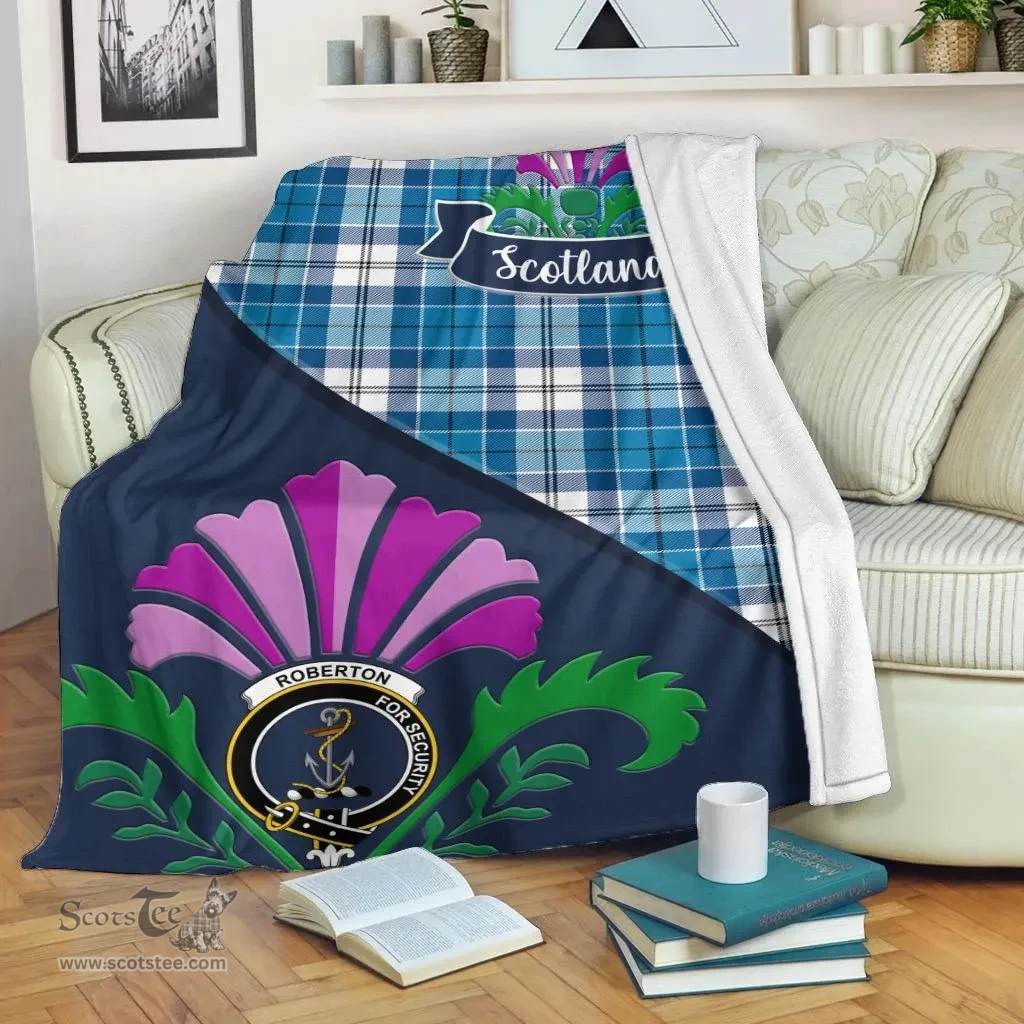 Scottish Roberton Clant Tartan Blanket - Crest Scotland Thistle Scottish Plaid Tartan Plaid