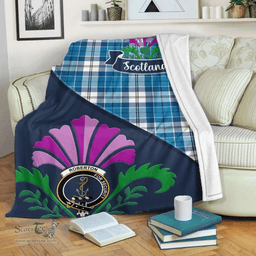 Scottish Roberton Clant Tartan Blanket - Crest Scotland Thistle Scottish Plaid Tartan Plaid