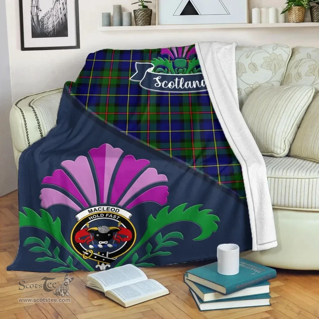 Scottish MacLeod of Lewis Clant Tartan Blanket - Crest Scotland Thistle Scottish Plaid Tartan Plaid